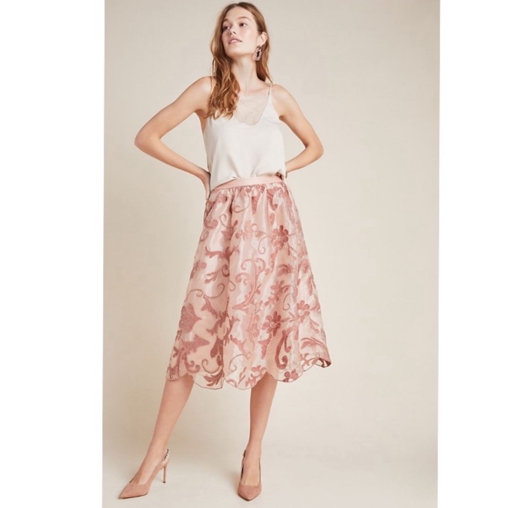 Anthropologie Shannon Embroidered Midi Ski…